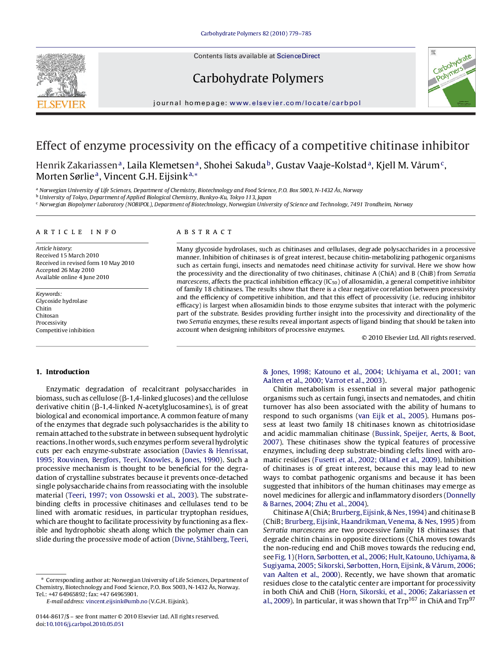 Effect of enzyme processivity on the efficacy of a competitive chitinase inhibitor