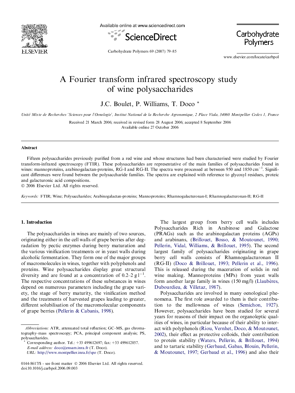 A Fourier transform infrared spectroscopy study of wine polysaccharides