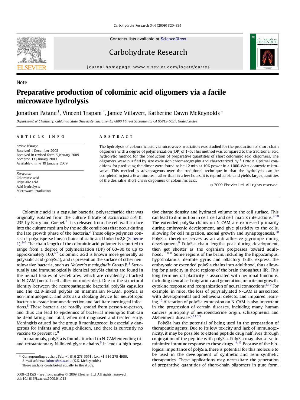 Preparative production of colominic acid oligomers via a facile microwave hydrolysis