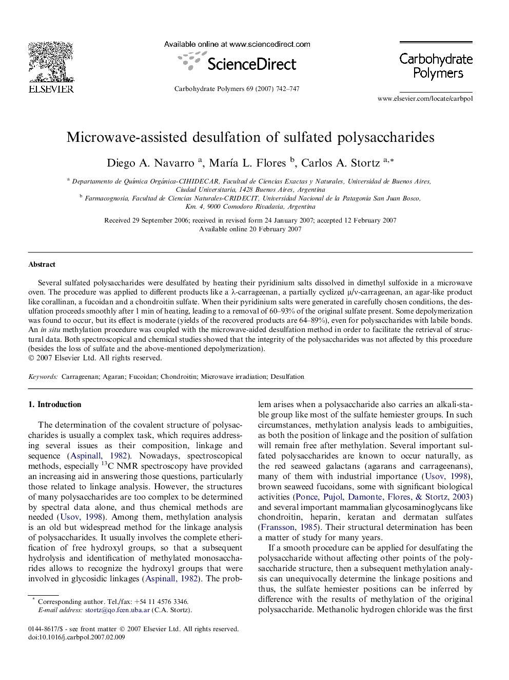 Microwave-assisted desulfation of sulfated polysaccharides