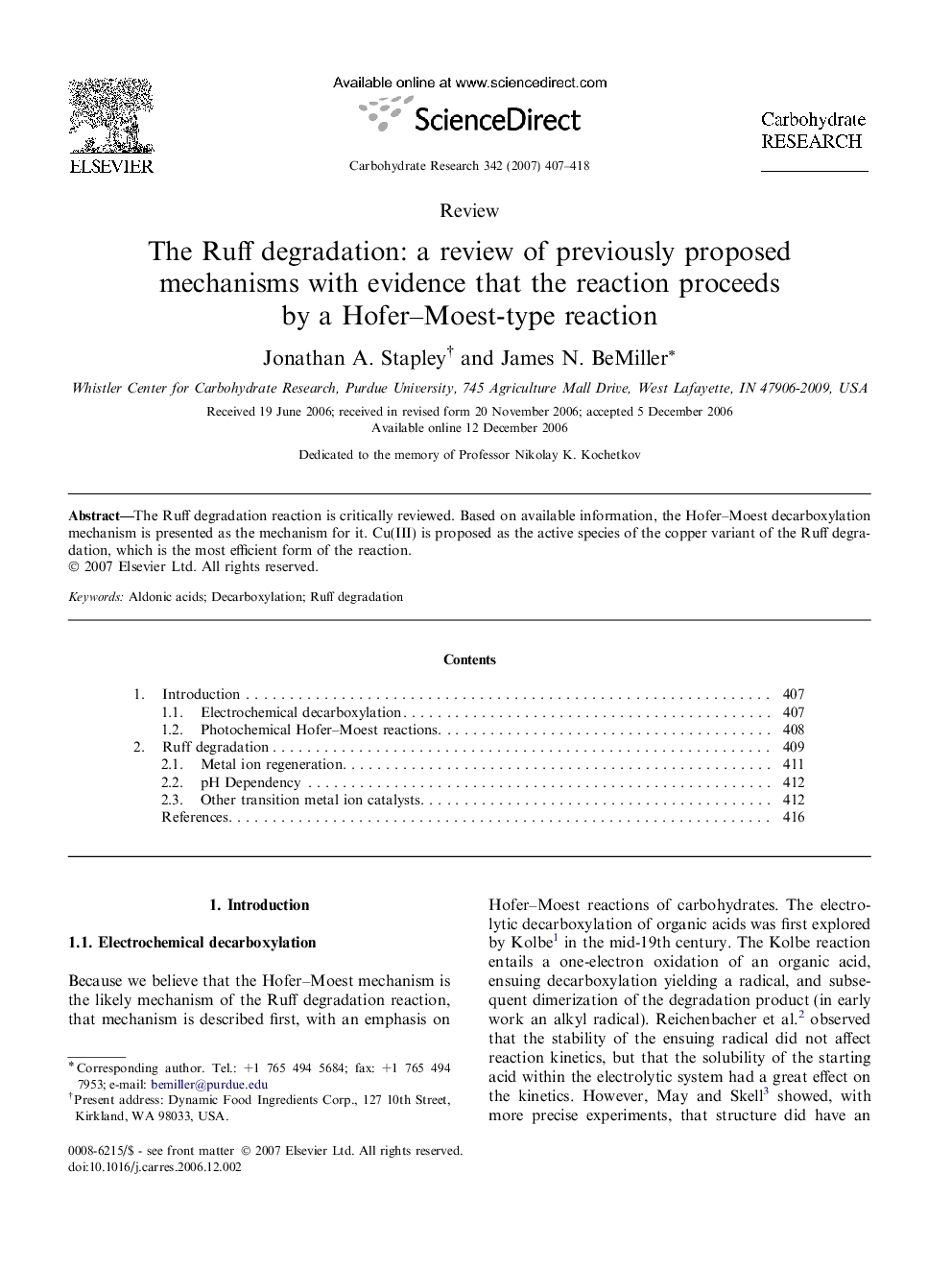 The Ruff degradation: a review of previously proposed mechanisms with evidence that the reaction proceeds by a Hofer–Moest-type reaction