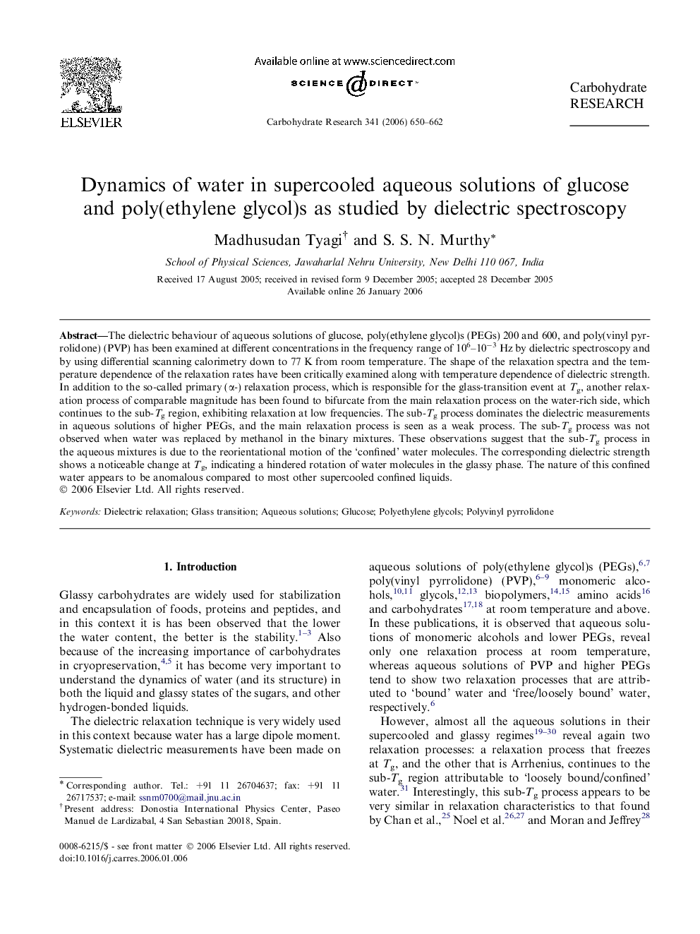 Dynamics of water in supercooled aqueous solutions of glucose and poly(ethylene glycol)s as studied by dielectric spectroscopy