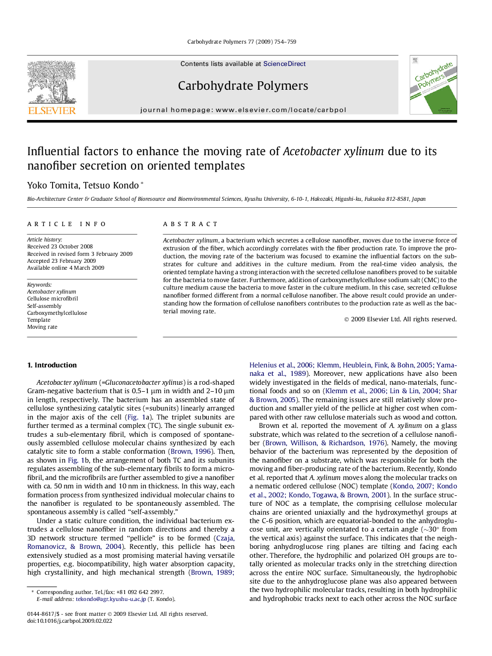 Influential factors to enhance the moving rate of Acetobacter xylinum due to its nanofiber secretion on oriented templates