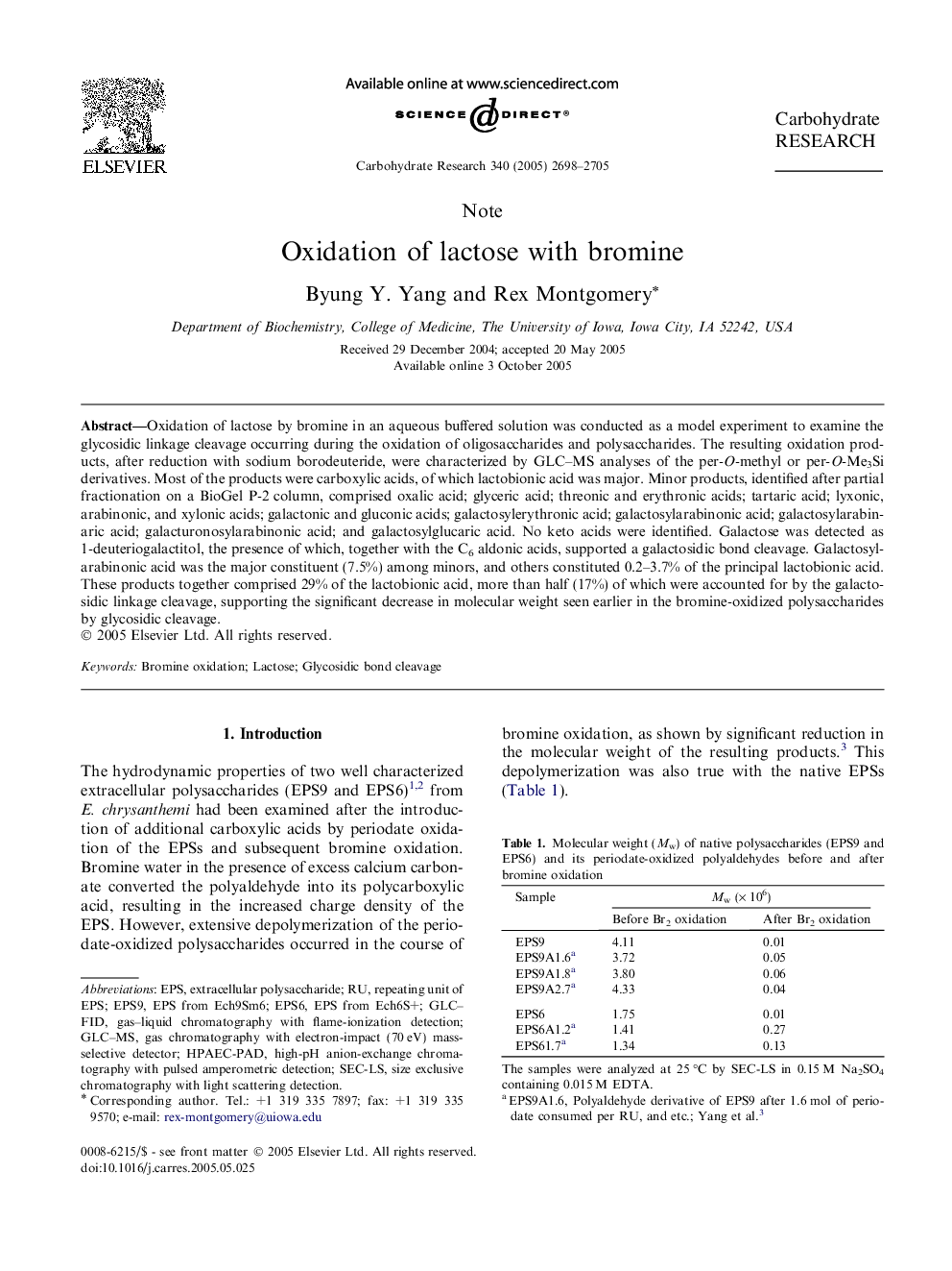 عکس صفحه اول مقاله: Oxidation of lactose with bromine Oxidation of lactose with bromine