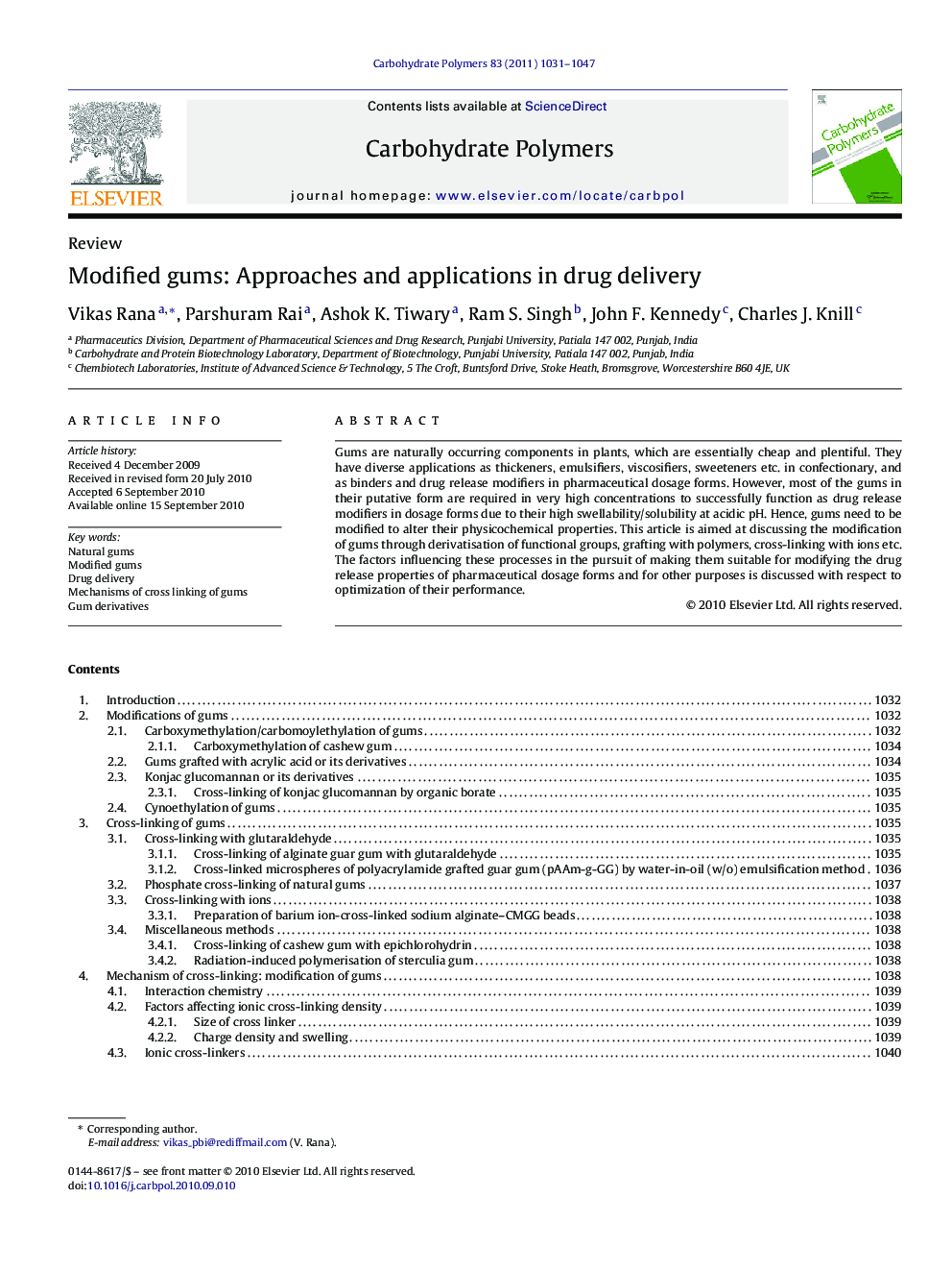 Modified gums: Approaches and applications in drug delivery