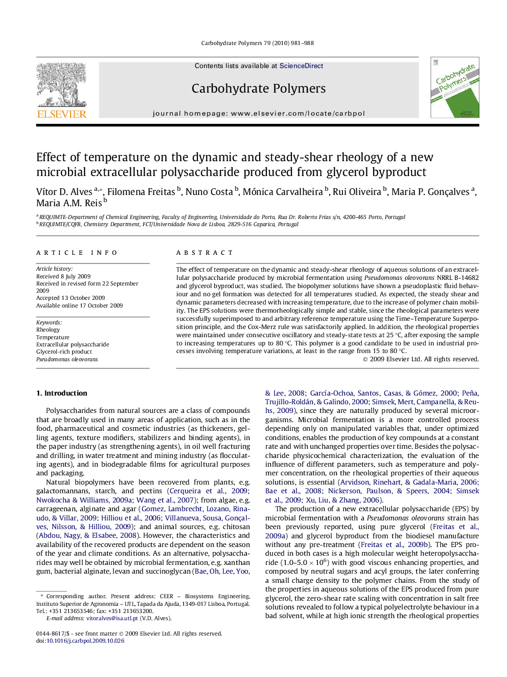 Effect of temperature on the dynamic and steady-shear rheology of a new microbial extracellular polysaccharide produced from glycerol byproduct