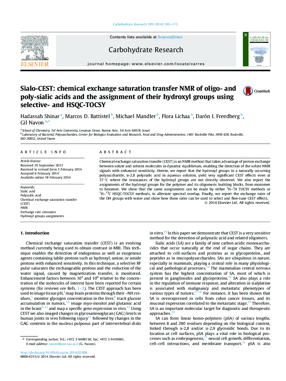 Sialo-CEST: chemical exchange saturation transfer NMR of oligo- and poly-sialic acids and the assignment of their hydroxyl groups using selective- and HSQC-TOCSY