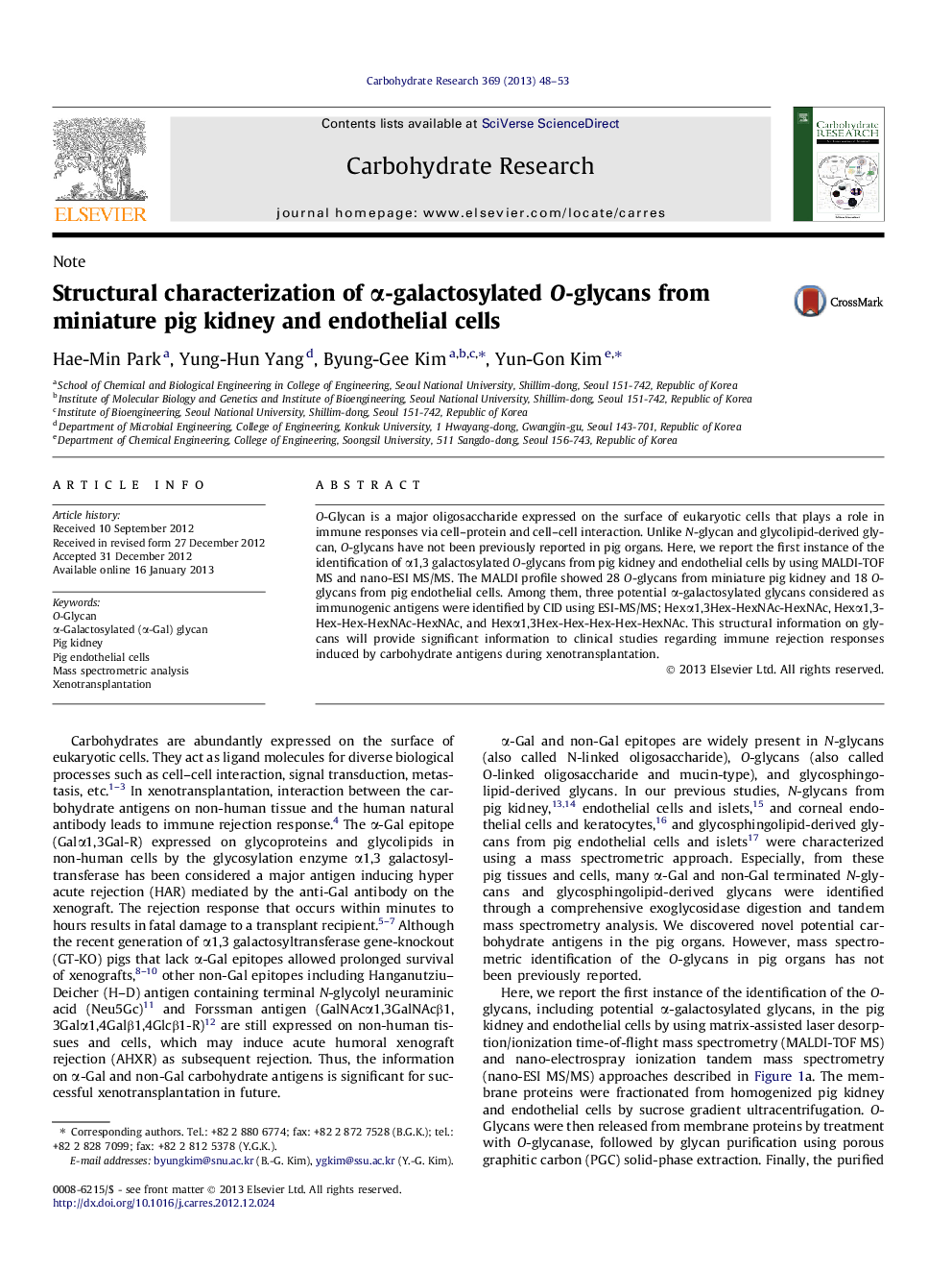 Structural characterization of Î±-galactosylated O-glycans from miniature pig kidney and endothelial cells