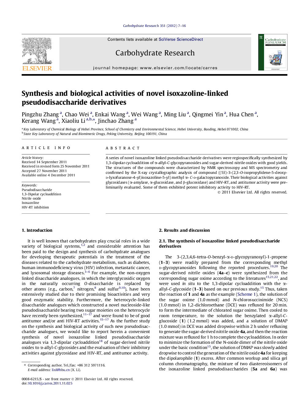 Synthesis and biological activities of novel isoxazoline-linked pseudodisaccharide derivatives