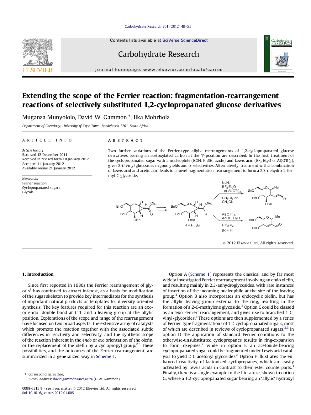 Extending the scope of the Ferrier reaction: fragmentation-rearrangement reactions of selectively substituted 1,2-cyclopropanated glucose derivatives