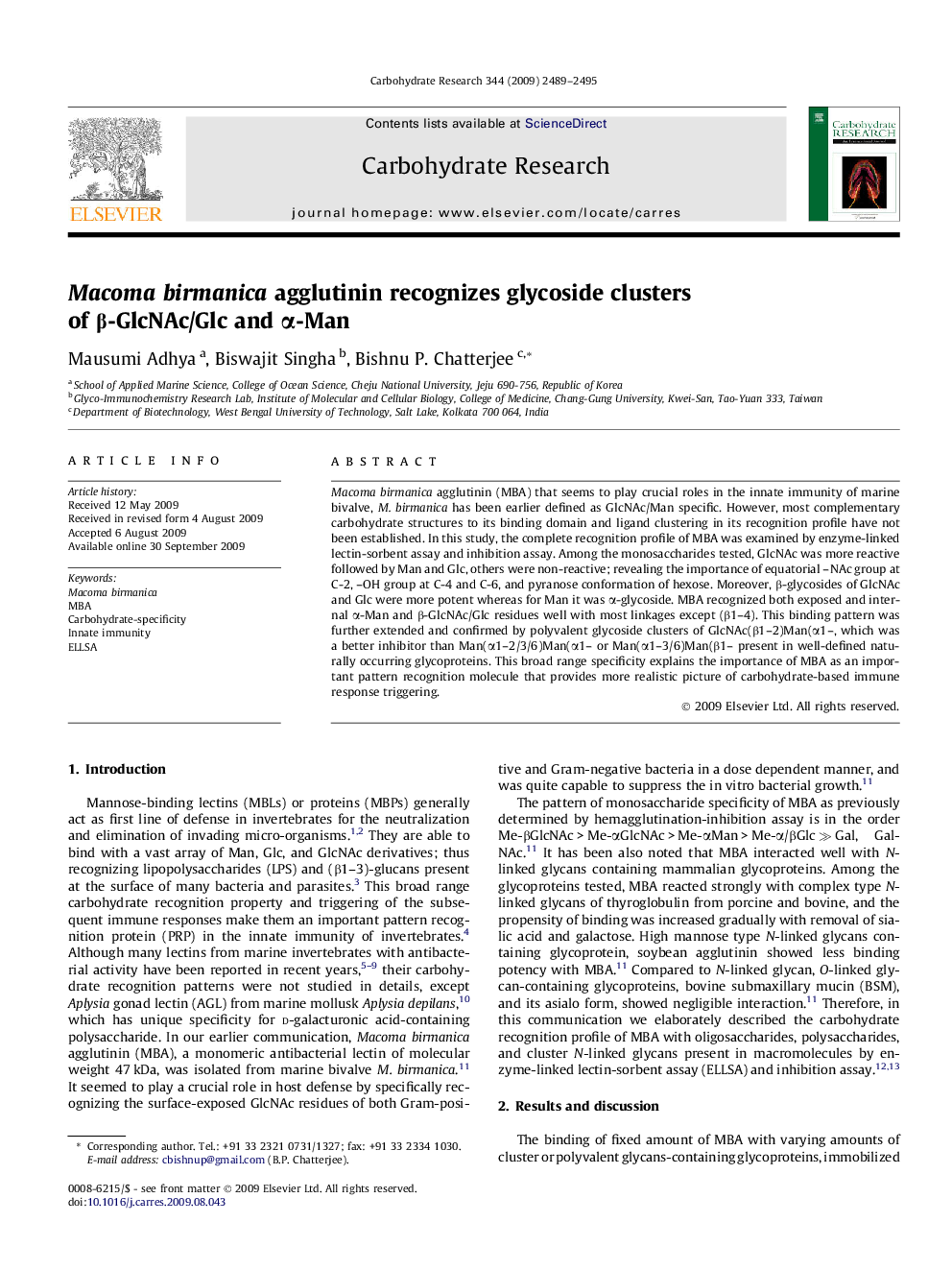 Macoma birmanica agglutinin recognizes glycoside clusters of Î²-GlcNAc/Glc and Î±-Man