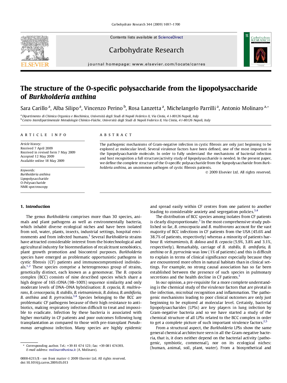 The structure of the O-specific polysaccharide from the lipopolysaccharide of Burkholderia anthina