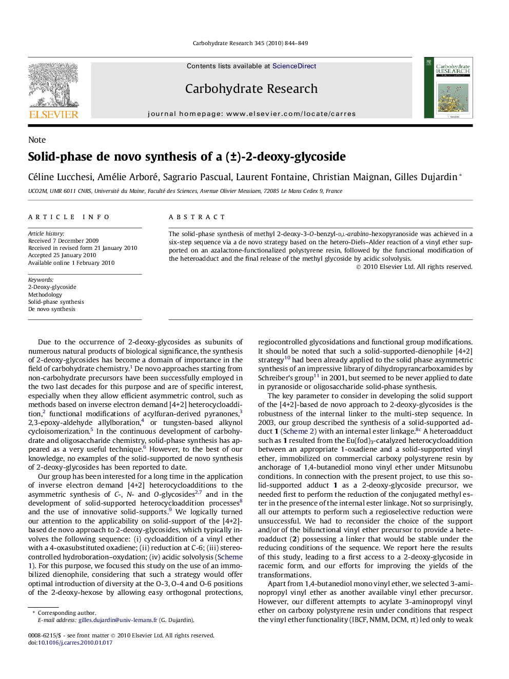 Solid-phase de novo synthesis of a (±)-2-deoxy-glycoside