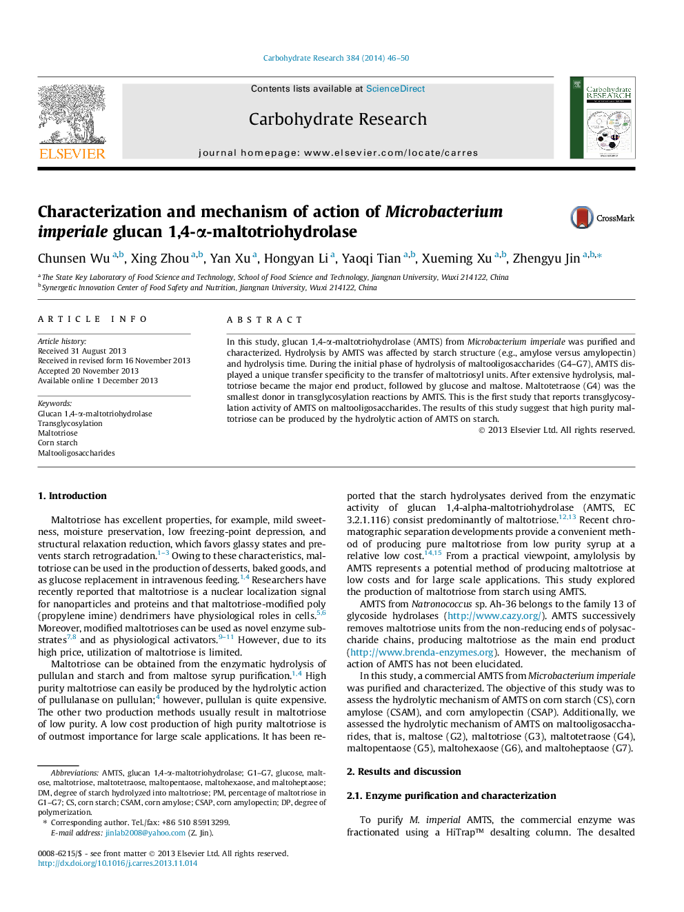 Characterization and mechanism of action of Microbacterium imperiale glucan 1,4-α-maltotriohydrolase