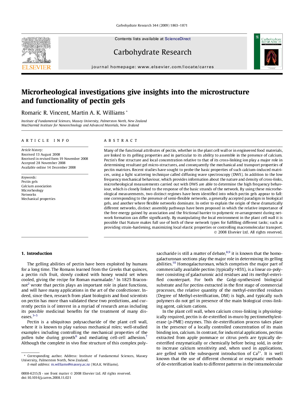 Microrheological investigations give insights into the microstructure and functionality of pectin gels