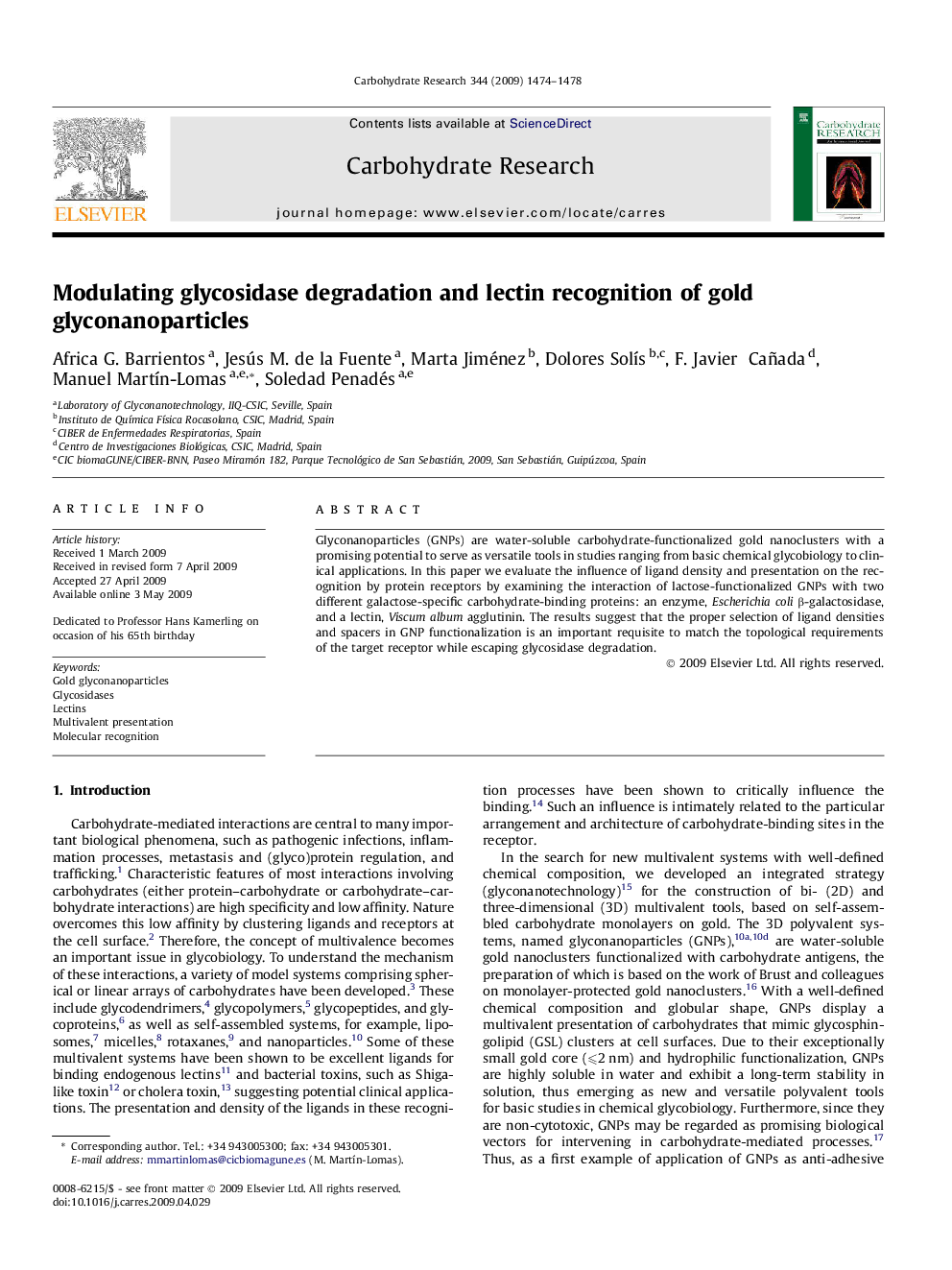 Modulating glycosidase degradation and lectin recognition of gold glyconanoparticles