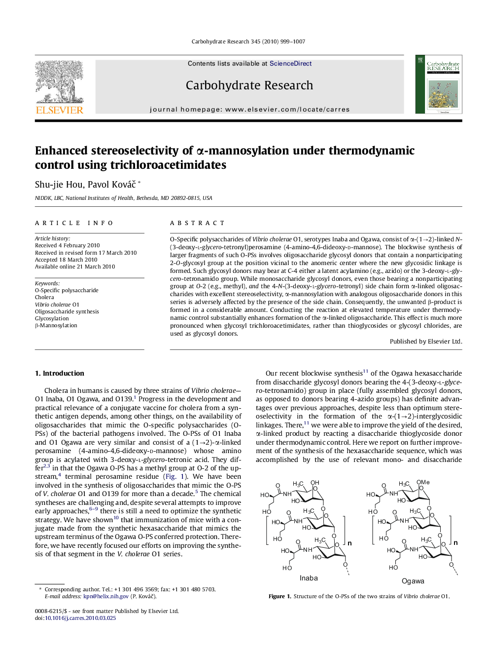 Enhanced stereoselectivity of α-mannosylation under thermodynamic control using trichloroacetimidates