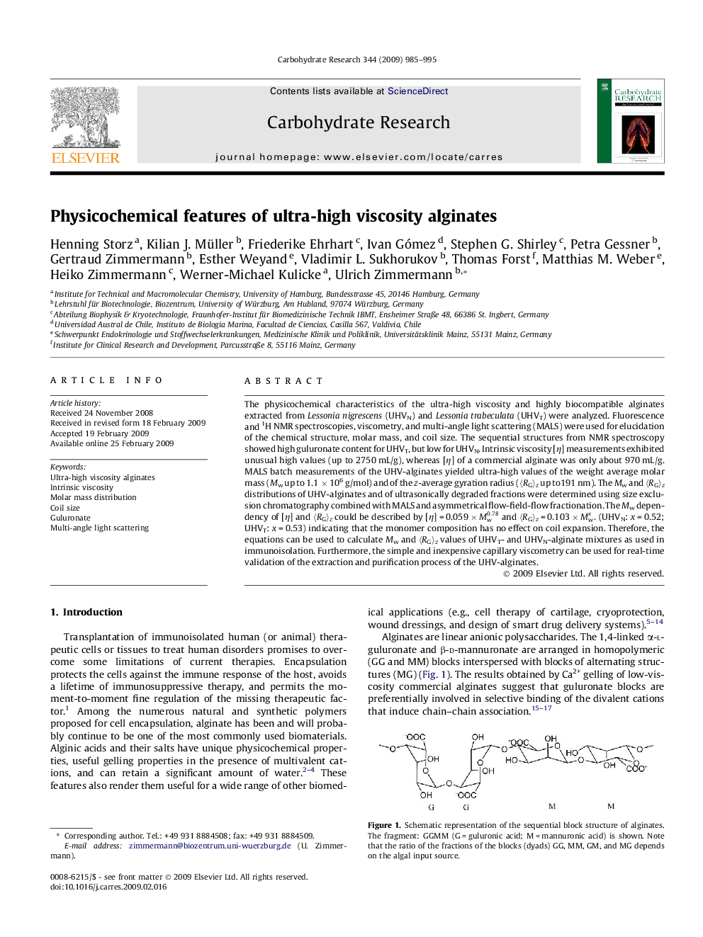 Physicochemical features of ultra-high viscosity alginates