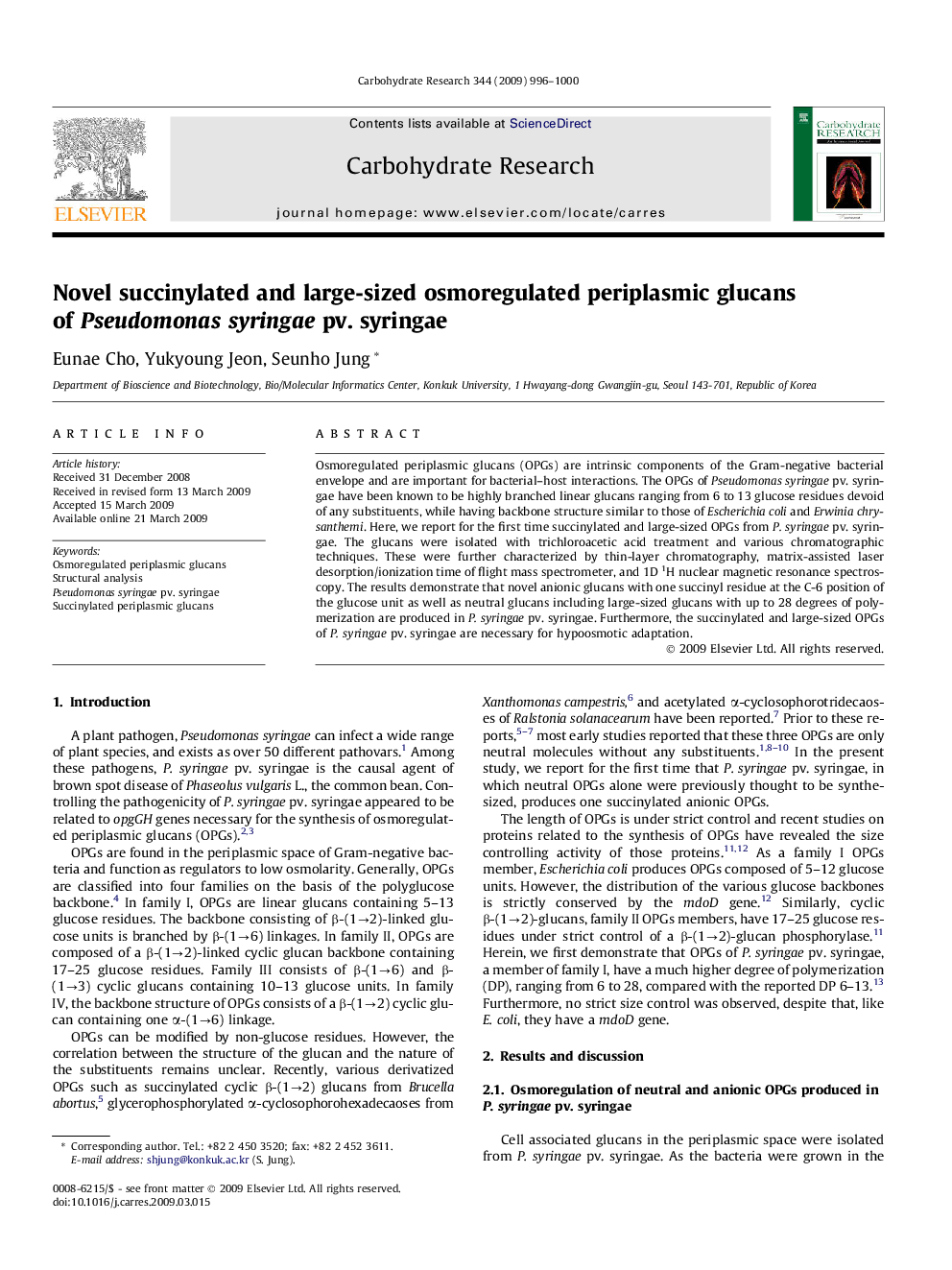 Novel succinylated and large-sized osmoregulated periplasmic glucans of Pseudomonas syringae pv. syringae