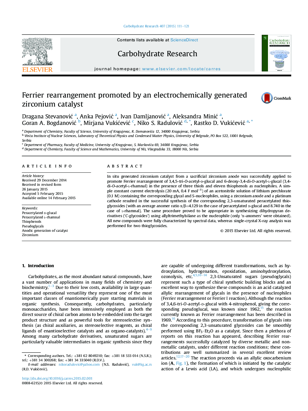 Ferrier rearrangement promoted by an electrochemically generated zirconium catalyst