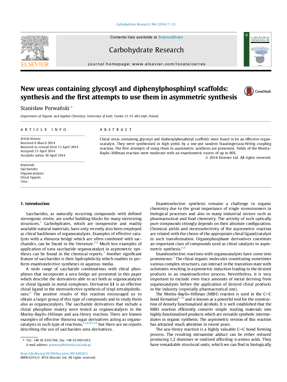 New ureas containing glycosyl and diphenylphosphinyl scaffolds: synthesis and the first attempts to use them in asymmetric synthesis