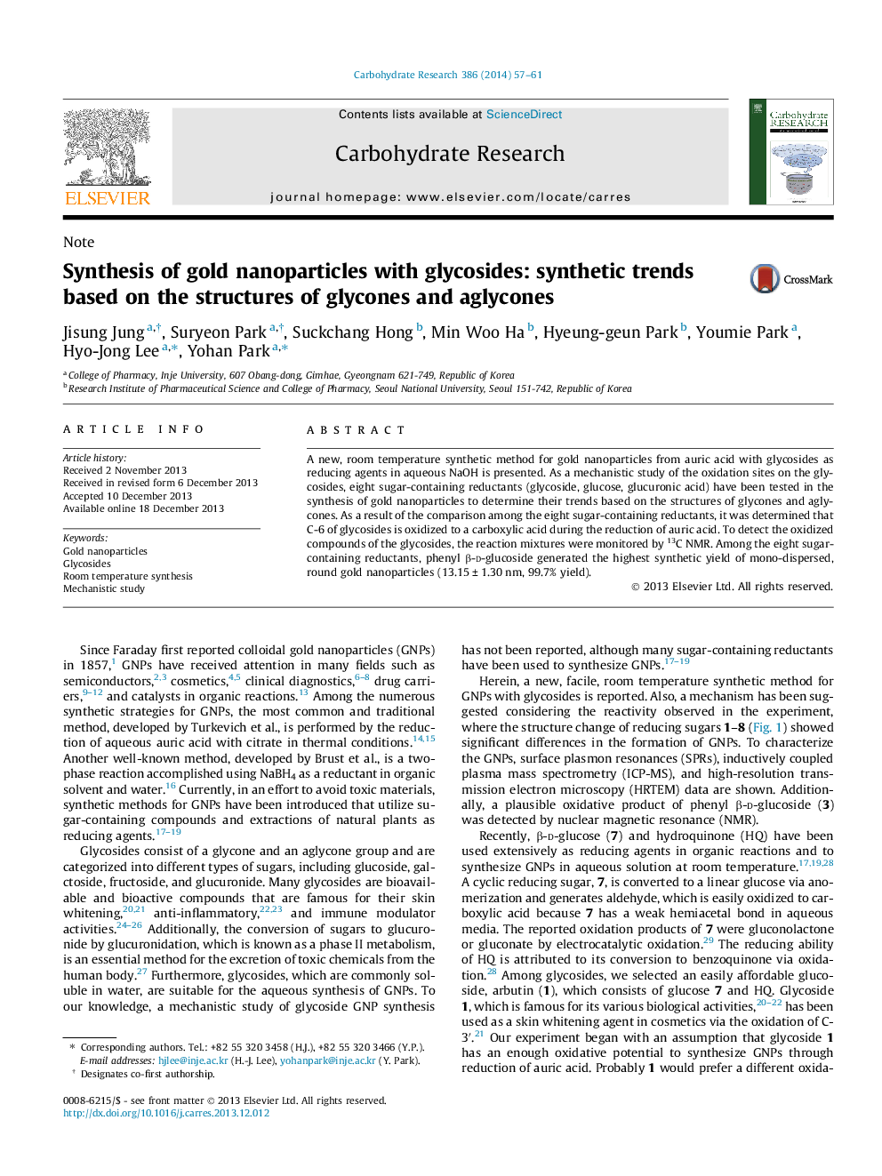 Synthesis of gold nanoparticles with glycosides: synthetic trends based on the structures of glycones and aglycones