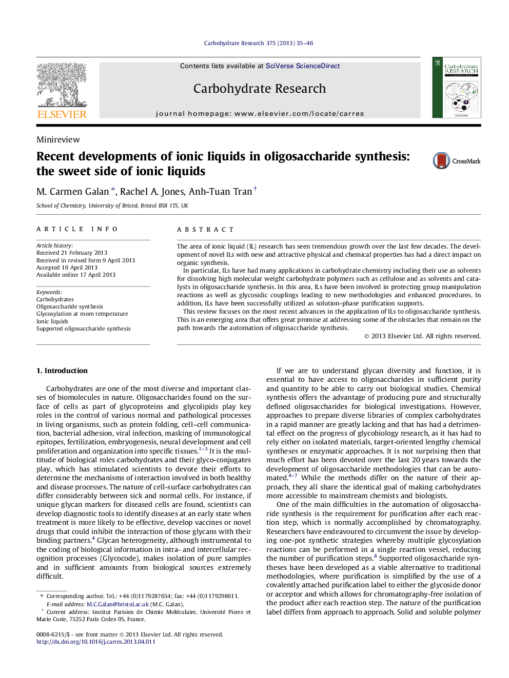 Recent developments of ionic liquids in oligosaccharide synthesis: the sweet side of ionic liquids