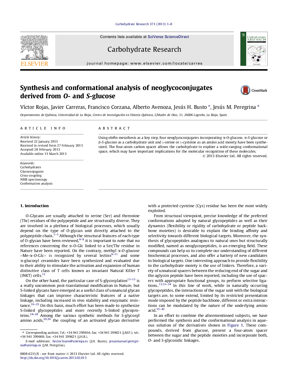 Synthesis and conformational analysis of neoglycoconjugates derived from O- and S-glucose