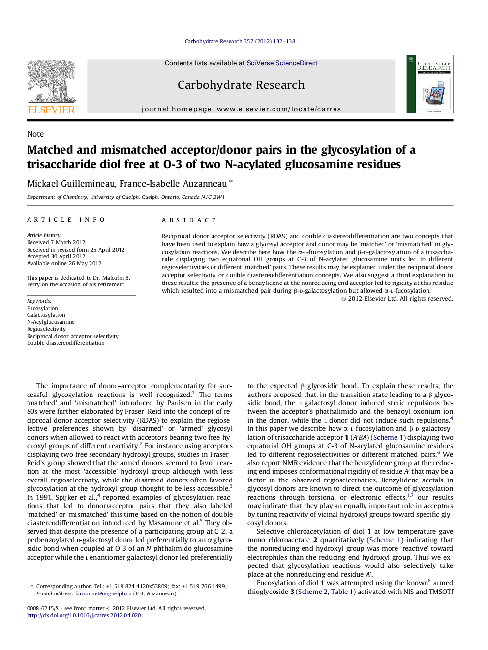 Matched and mismatched acceptor/donor pairs in the glycosylation of a trisaccharide diol free at O-3 of two N-acylated glucosamine residues