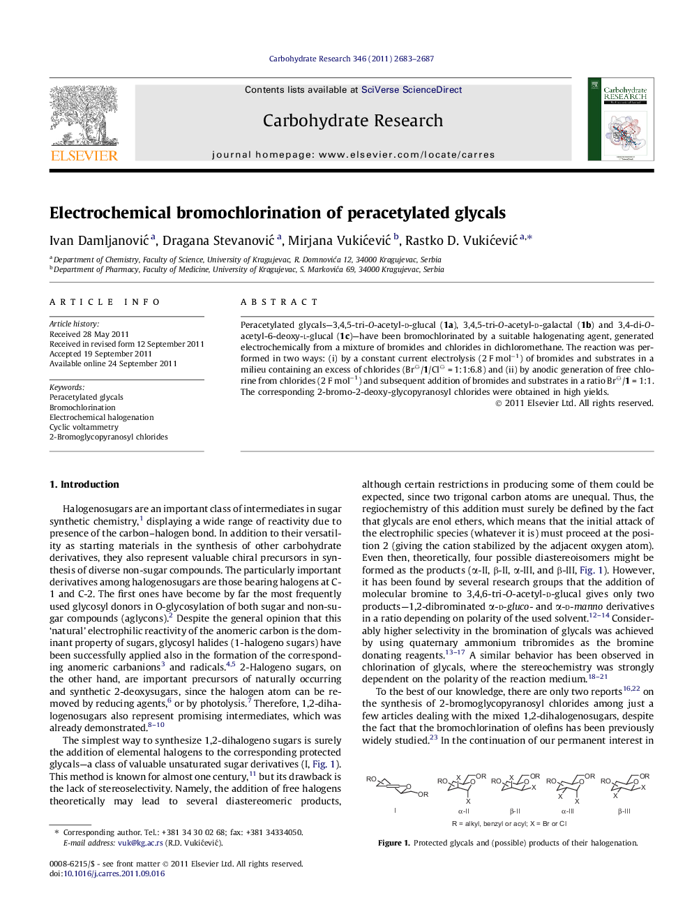 Electrochemical bromochlorination of peracetylated glycals