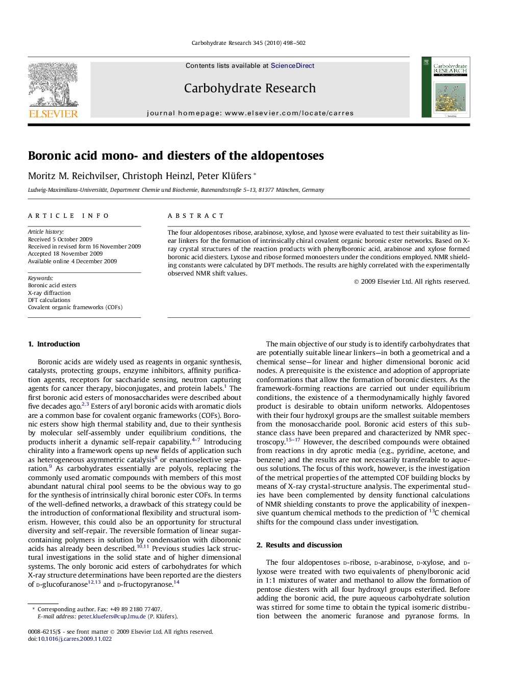 Boronic acid mono- and diesters of the aldopentoses
