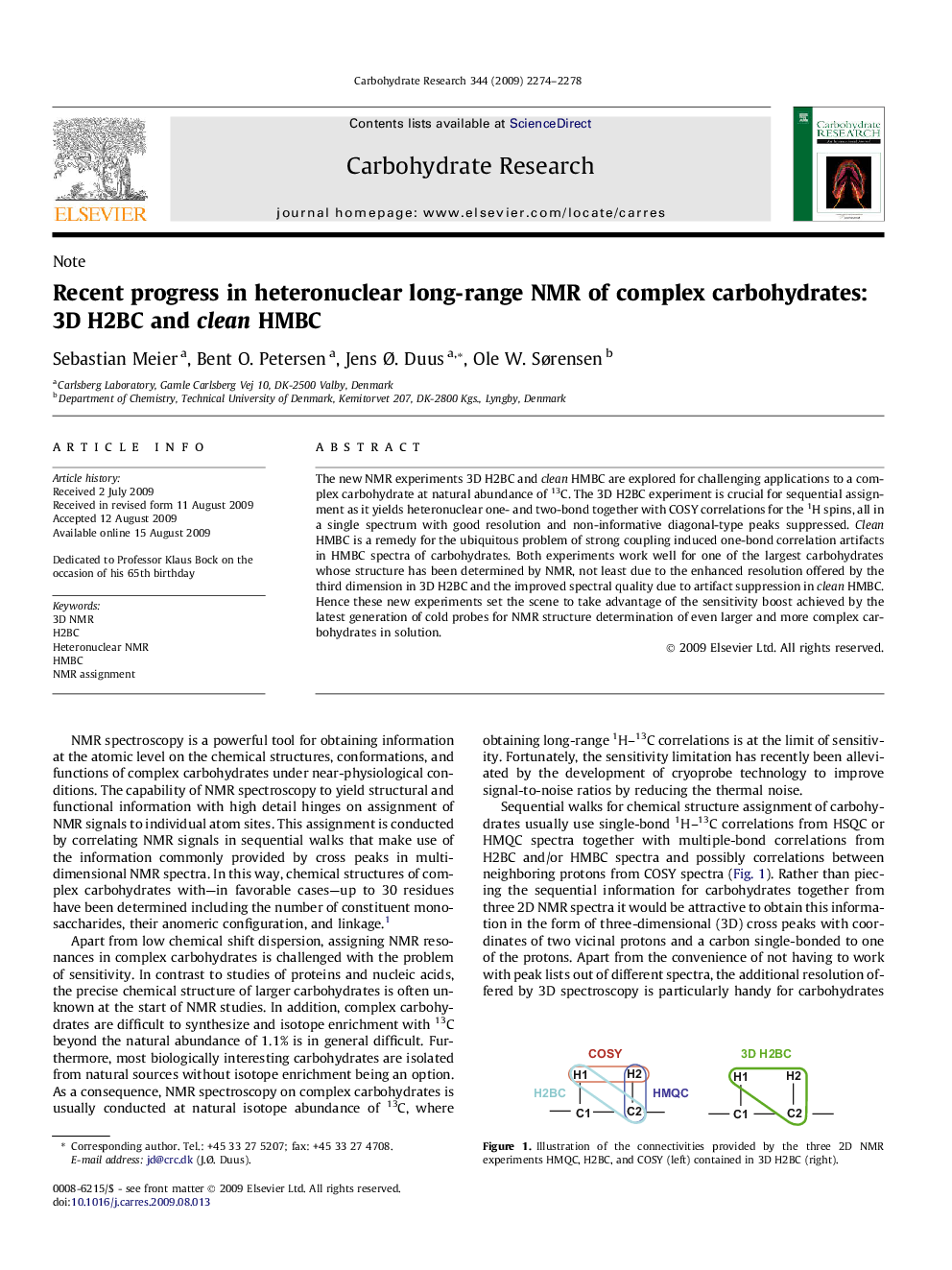 Recent progress in heteronuclear long-range NMR of complex carbohydrates: 3D H2BC and clean HMBC