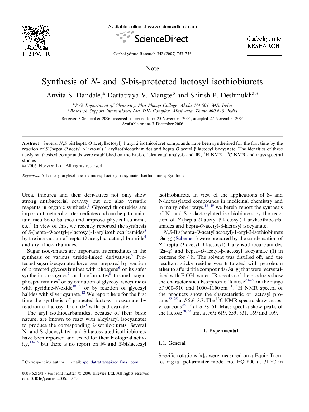Synthesis of N- and S-bis-protected lactosyl isothiobiurets