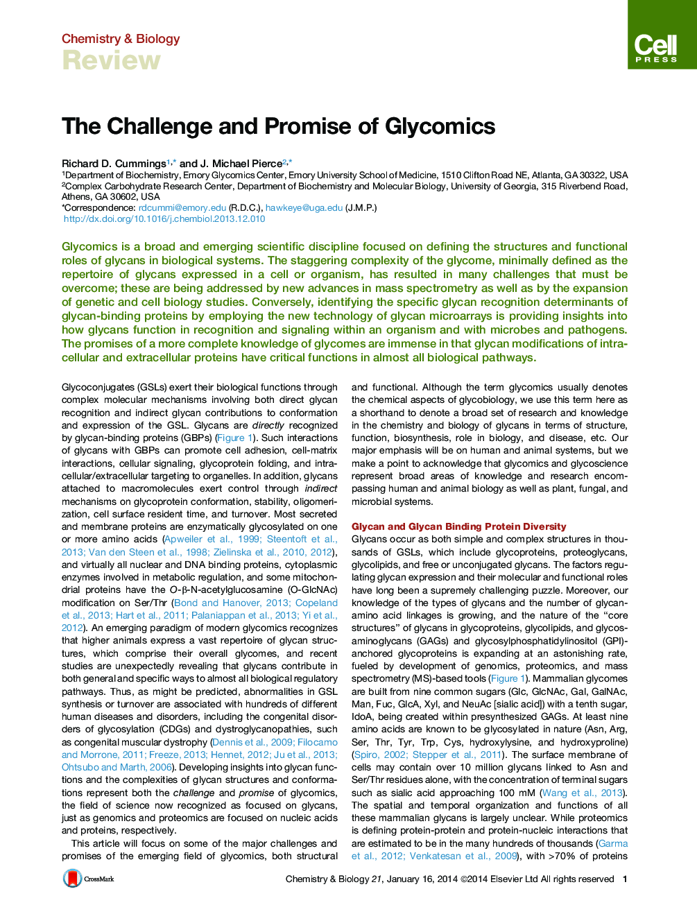 The Challenge and Promise of Glycomics