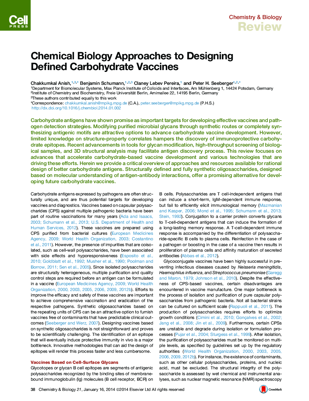 Chemical Biology Approaches to Designing Defined Carbohydrate Vaccines