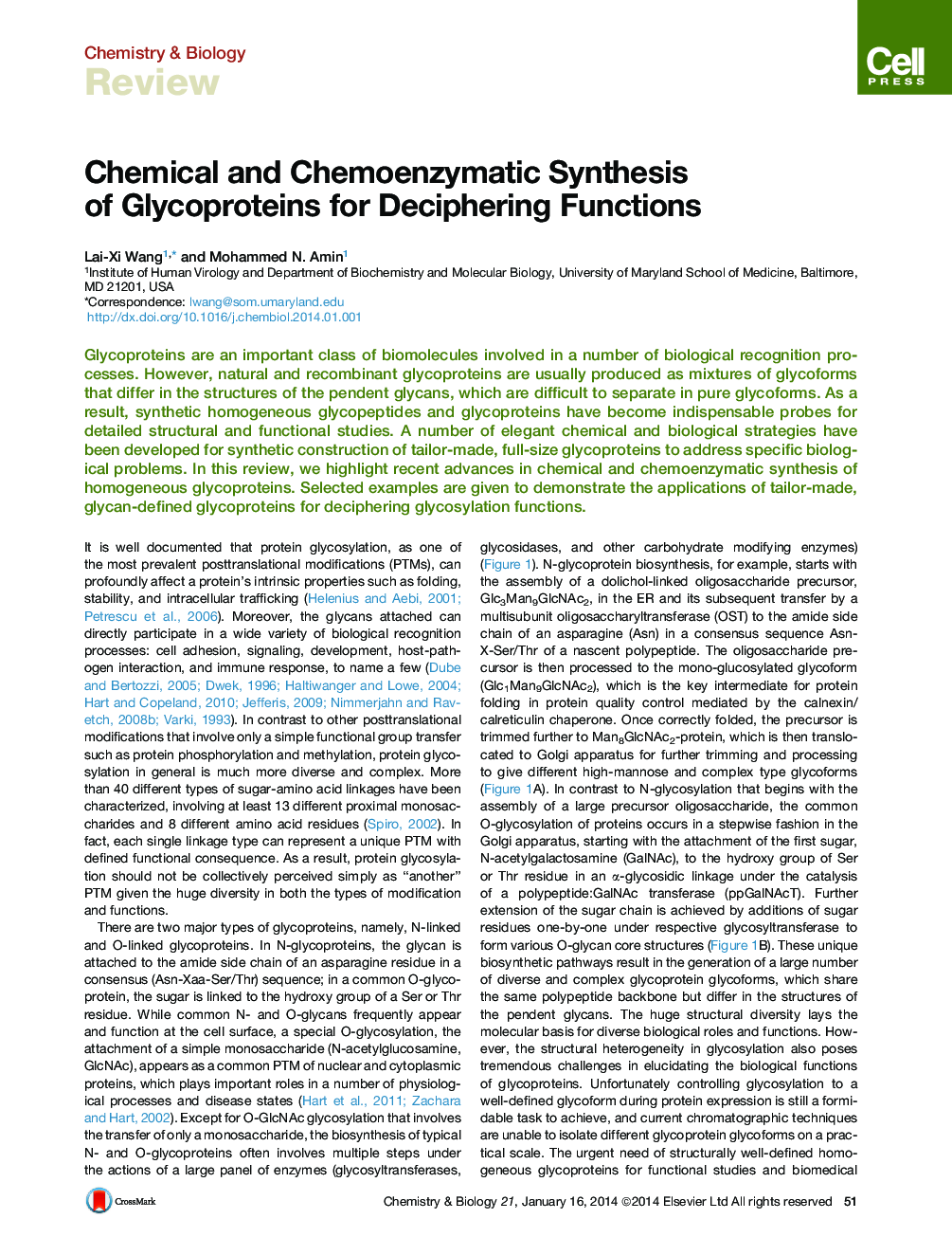 Chemical and Chemoenzymatic Synthesis of Glycoproteins for Deciphering Functions