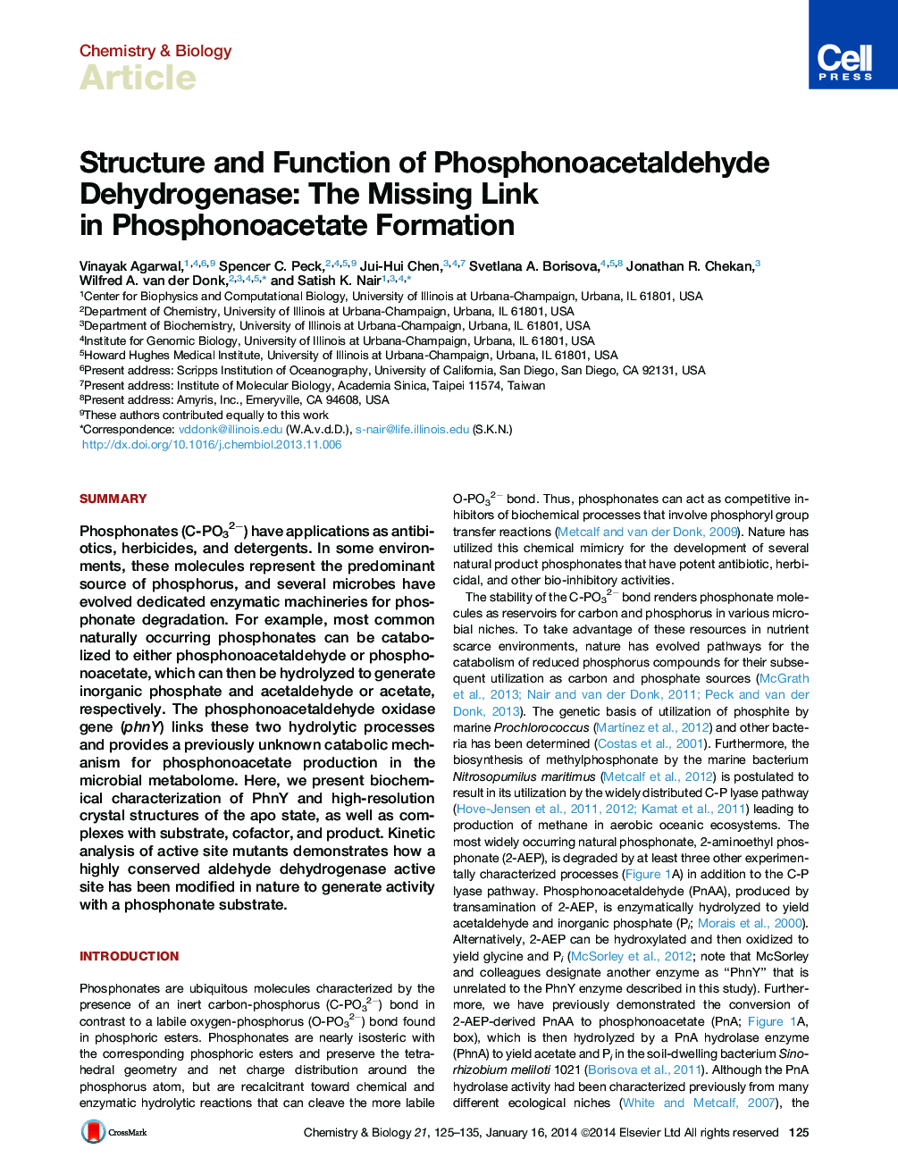 Structure and Function of Phosphonoacetaldehyde Dehydrogenase: The Missing Link in Phosphonoacetate Formation