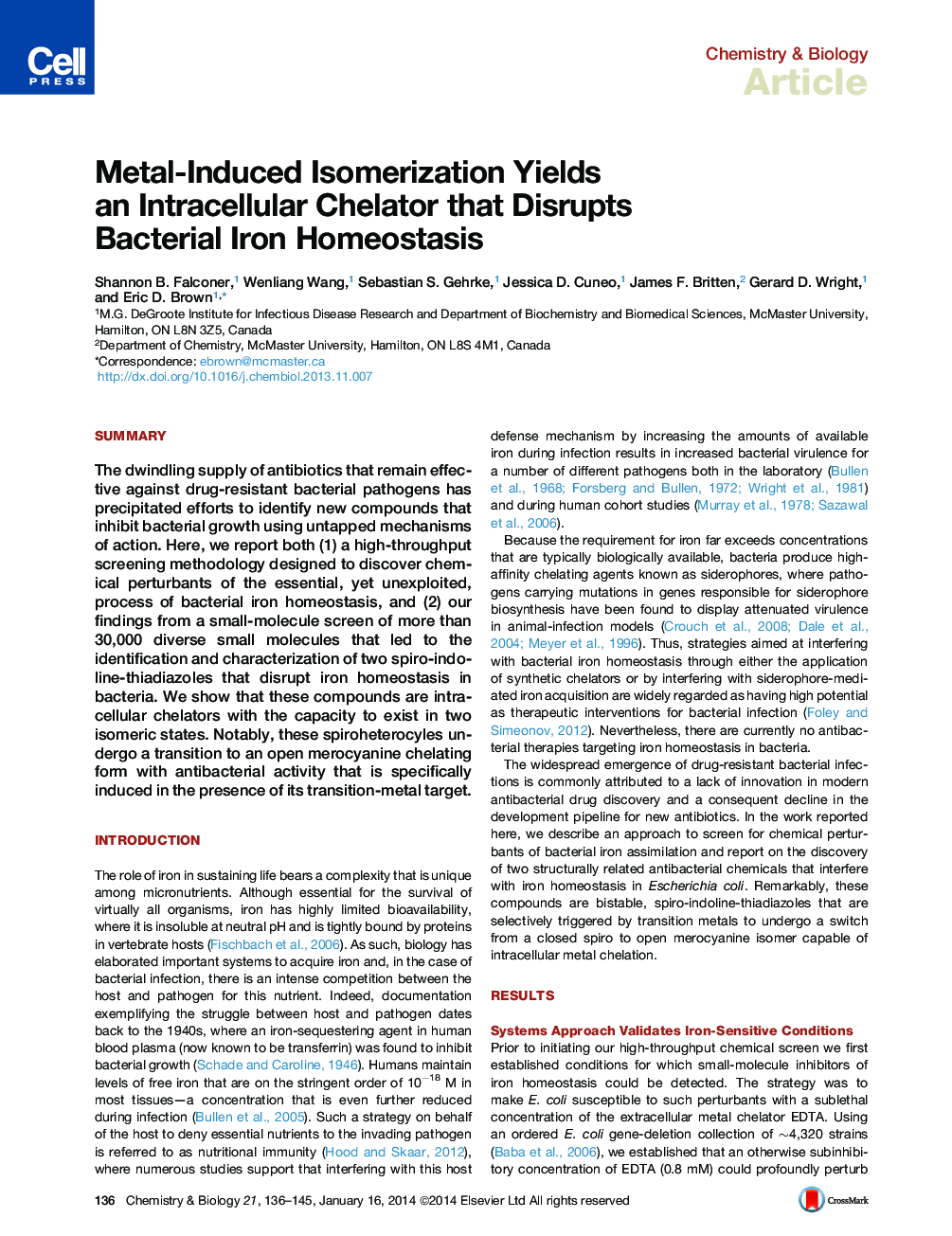 Metal-Induced Isomerization Yields an Intracellular Chelator that Disrupts Bacterial Iron Homeostasis