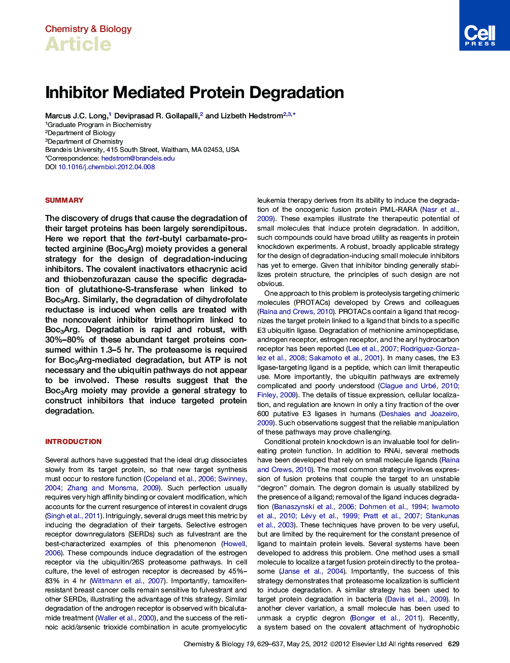 Inhibitor Mediated Protein Degradation