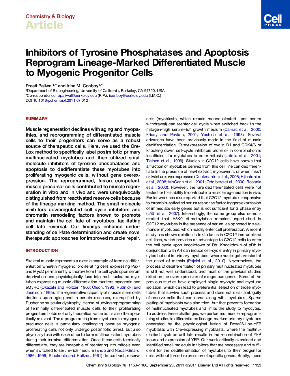 Inhibitors of Tyrosine Phosphatases and Apoptosis Reprogram Lineage-Marked Differentiated Muscle to Myogenic Progenitor Cells
