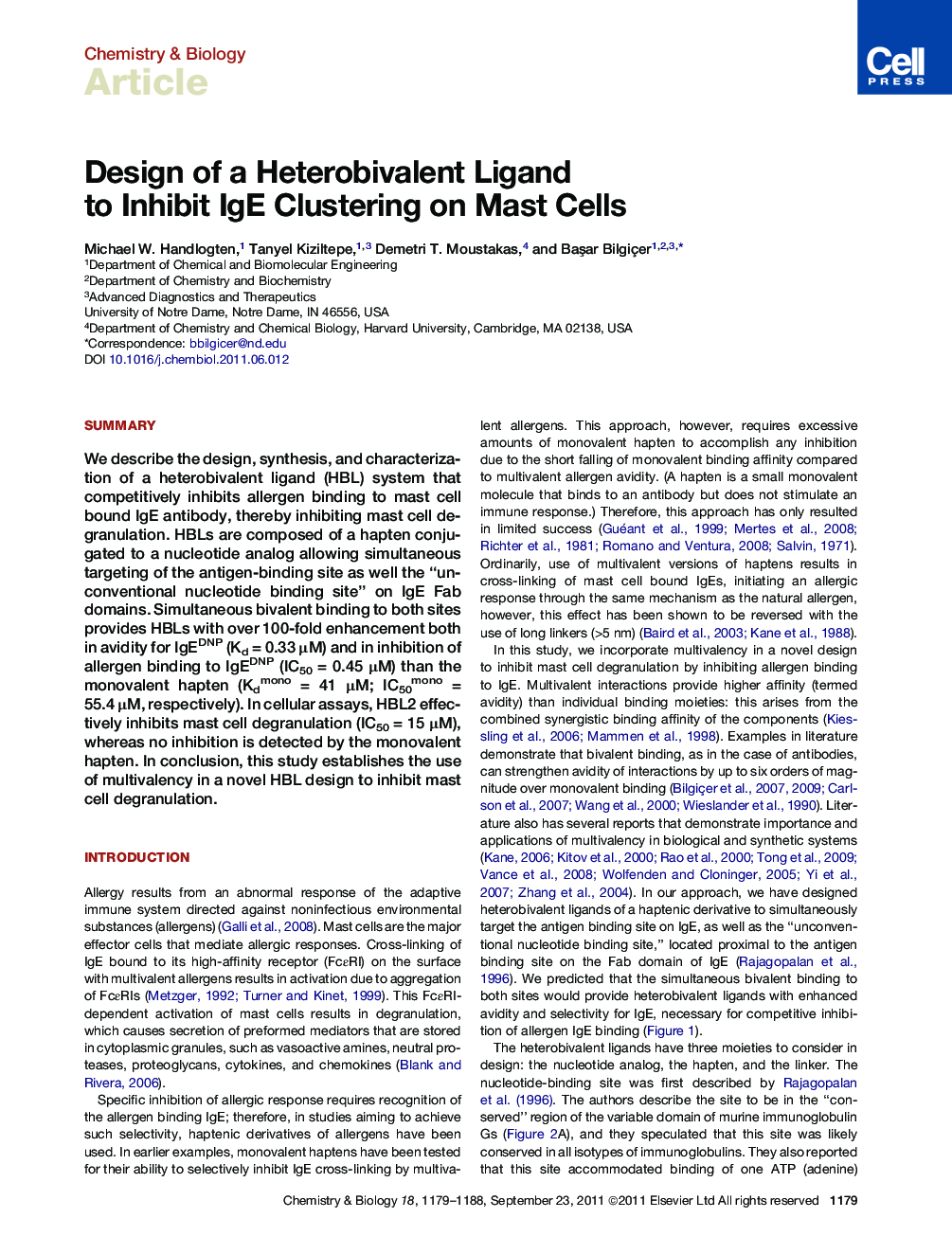 Design of a Heterobivalent Ligand to Inhibit IgE Clustering on Mast Cells