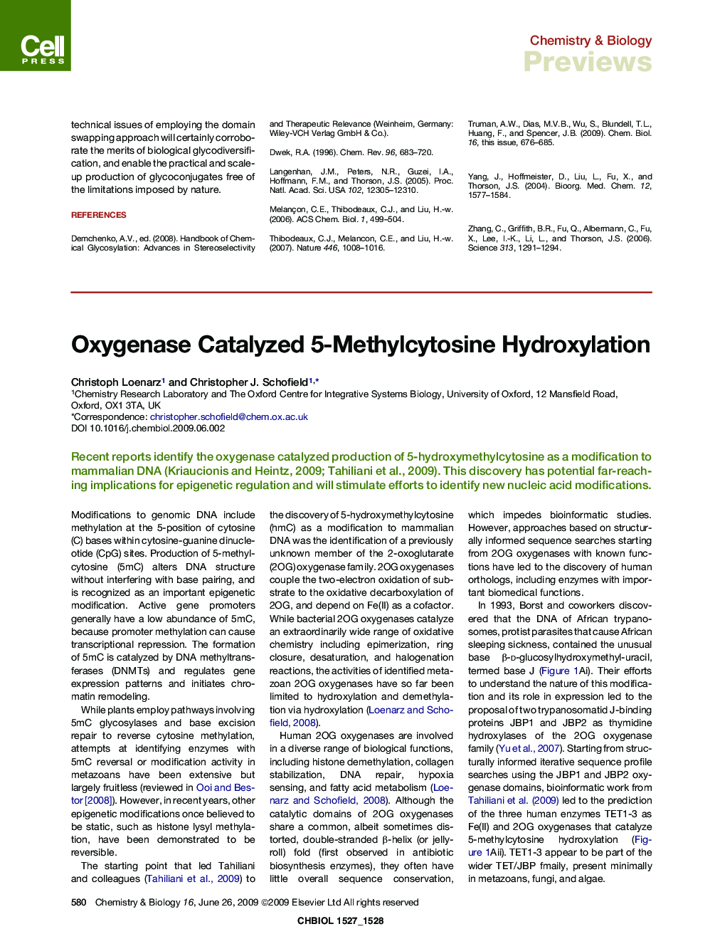 Oxygenase Catalyzed 5-Methylcytosine Hydroxylation