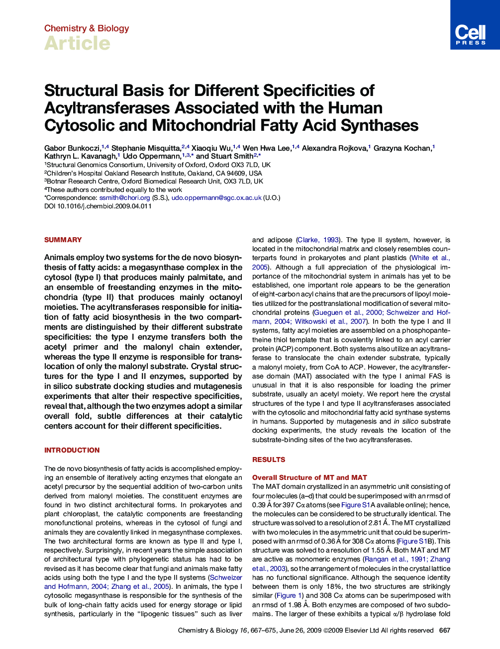 Structural Basis for Different Specificities of Acyltransferases Associated with the Human Cytosolic and Mitochondrial Fatty Acid Synthases