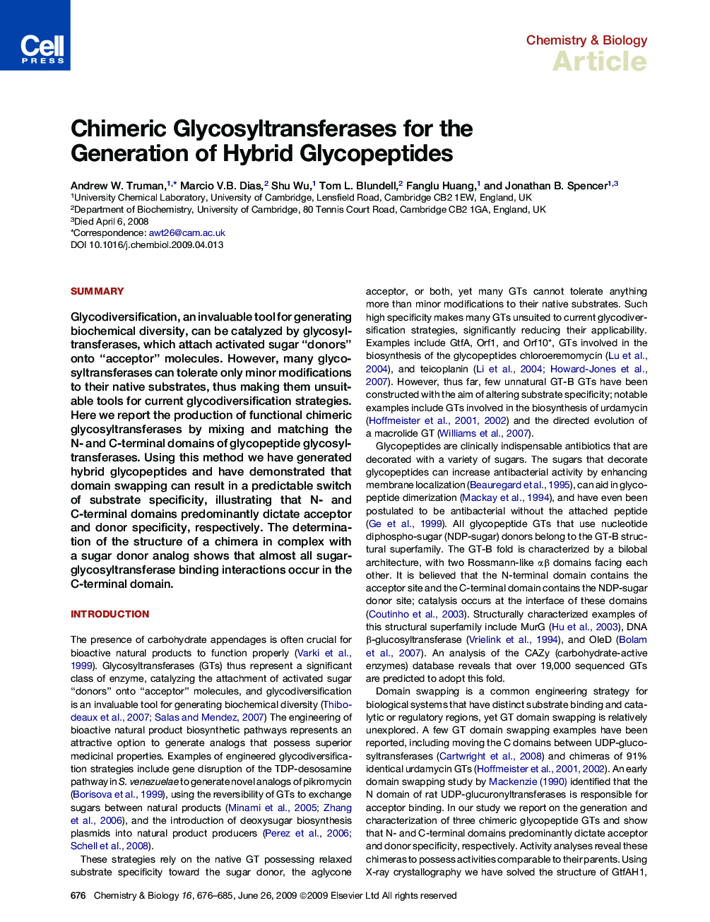 Chimeric Glycosyltransferases for the Generation of Hybrid Glycopeptides