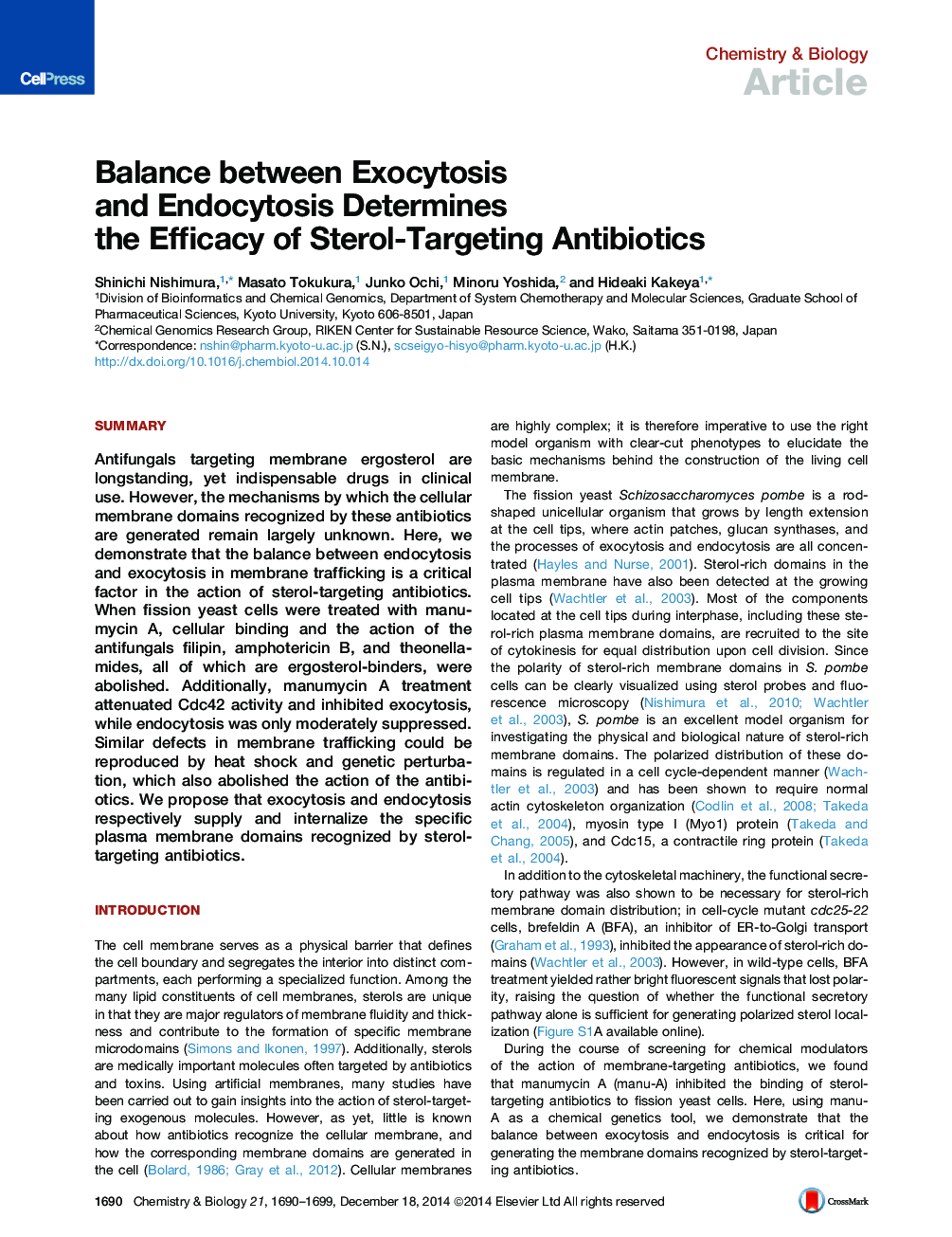 Balance between Exocytosis and Endocytosis Determines the Efficacy of Sterol-Targeting Antibiotics