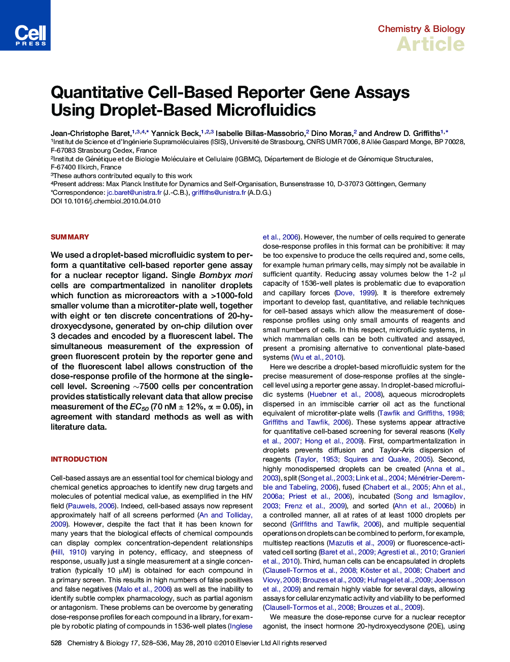 Quantitative Cell-Based Reporter Gene Assays Using Droplet-Based Microfluidics