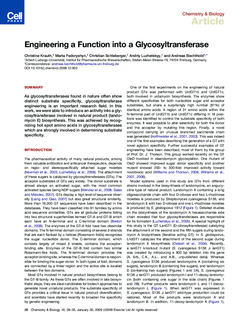 Engineering a Function into a Glycosyltransferase