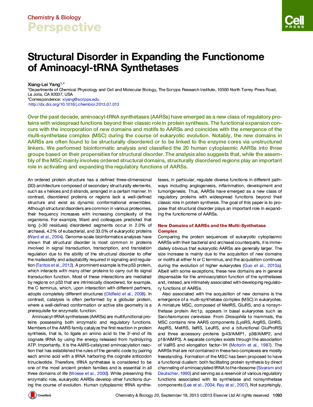 Structural Disorder in Expanding the Functionome of Aminoacyl-tRNA Synthetases