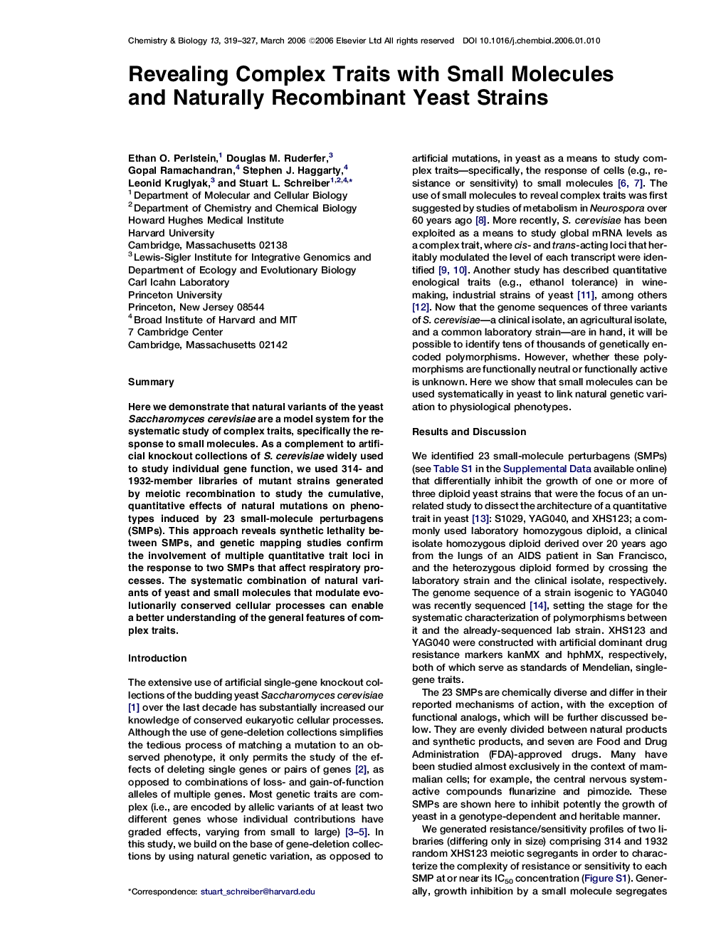 Revealing Complex Traits with Small Molecules and Naturally Recombinant Yeast Strains