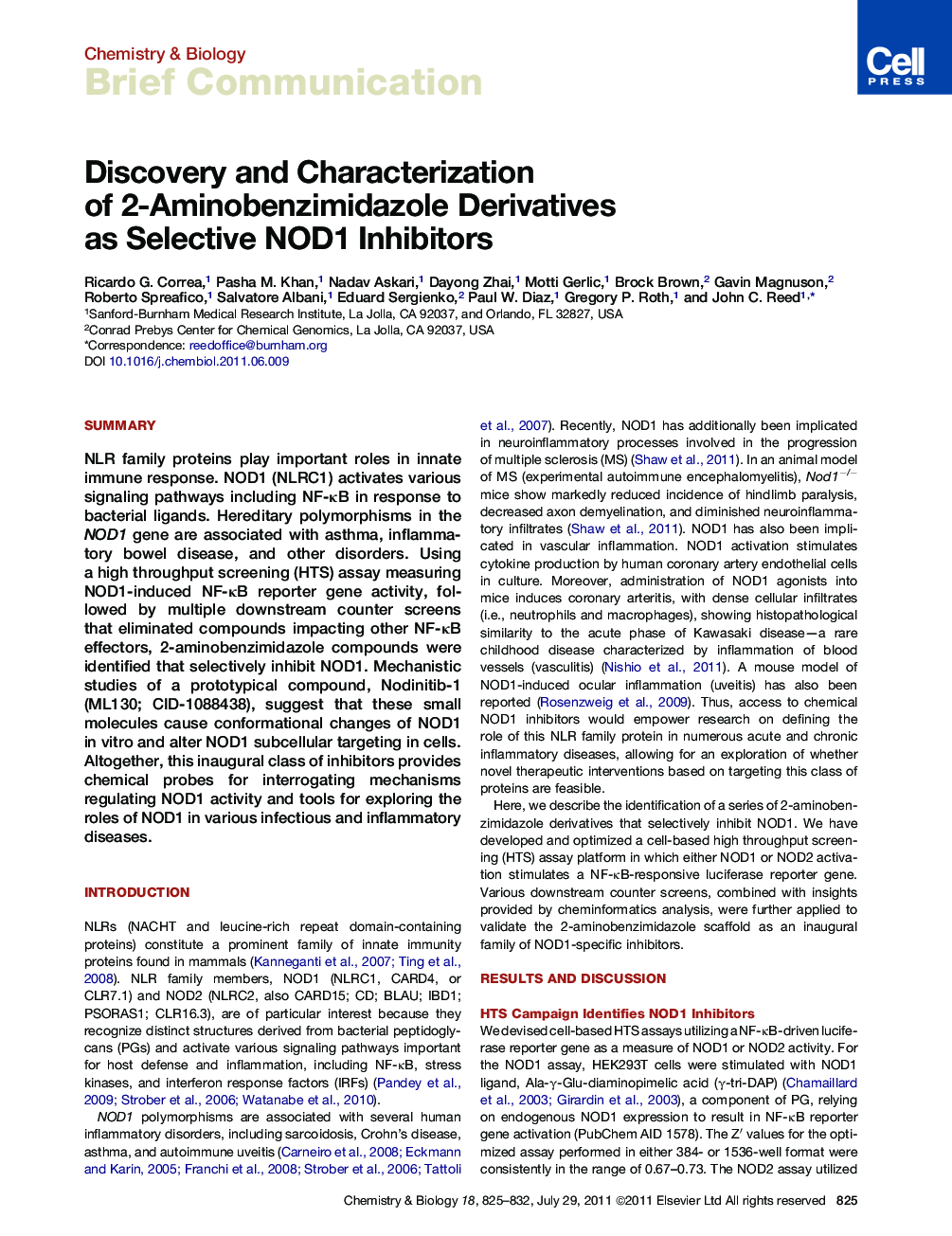 Discovery and Characterization of 2-Aminobenzimidazole Derivatives as Selective NOD1 Inhibitors